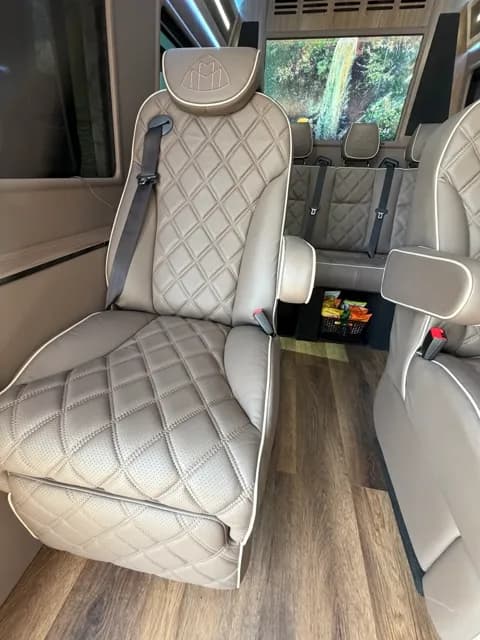 Quilted seat facing the entertainment screen