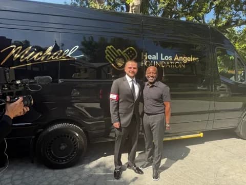 Guests gathered at a charity event with the executive van